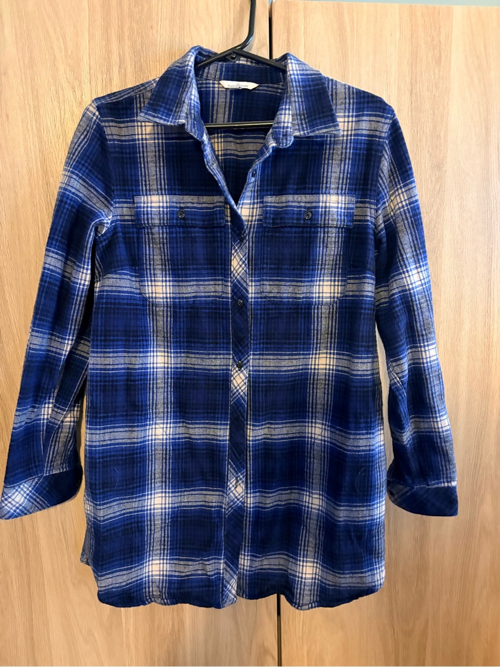 L.L. Bean Blue and White Plaid Button-Down Shirt